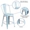 Merrick Lane Sabine Metal Indoor-Outdoor Counter Stool with Vertical Slat Back and Integrated Footrest